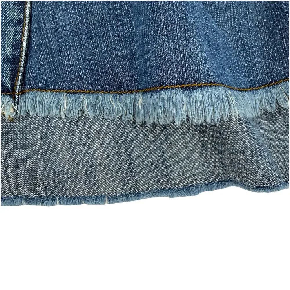 LEI Women's Y2K 90s Low Rise Chelsea Denim Skirt Medium Wash High Low SZ 7
